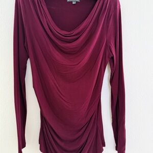 Adrianna Papell Wine Long Sleeve Drape Top